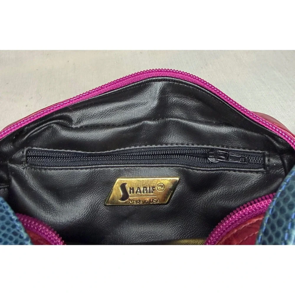 Sharif Vintage Patchwork Crossbody Bag Multicolor Faux Reptile Embossed Leather